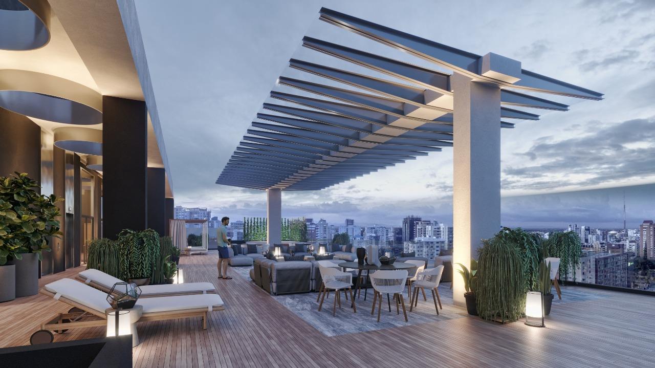 Modern apartment for sale in Torre Roraima, Evaristo Morales neighborhood, Santo Domingo - 1 bedroom, 2 bathrooms, 84 square meters with city views, priced at $198,000 USD