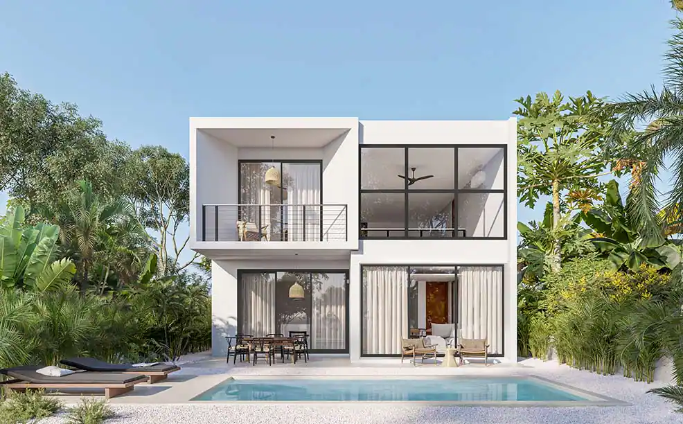 Luxury beachfront villa for sale in Playa Nueva Romana, Dominican Republic - 3 bedrooms, 3 bathrooms, 420 square meters with private pool and direct beach access, listed at $540,000 USD